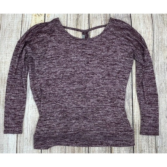 Athleta Women's Pose Layered Purple Marled Size Medium Cut‎ Out Back Long Sleeve - Picture 5 of 9